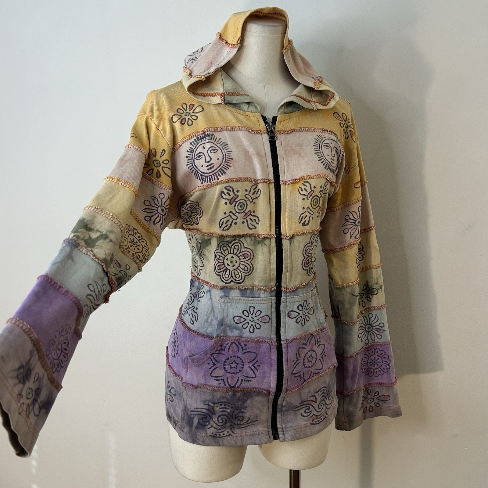90s Y2K Celestial Patchwork Jacket Fairycore Grun… - image 2