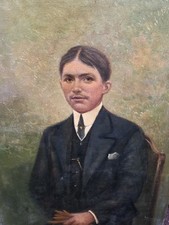 Tableau ancien signé.  Portrait Homme. Peinture huile sur toile signée.