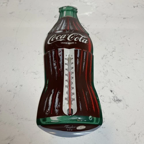 Coca Cola Bottle Thermometer Vintage  Working Taylor 859 metal 16.5 "