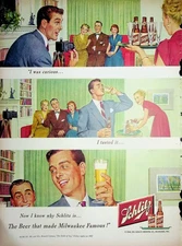 Original 1950 Vintage Print Ad: Milwaukee Famous Beer, Schlitz #Collectives