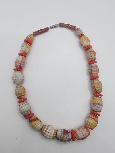 Vintage Czech Pressed Glass Beads Necklace Art Deco Trade Beads Heavy 98g 46cm