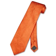 Vesuvio Napoli NeckTie BURNT ORANGE Color Paisley Design Mens Neck Tie