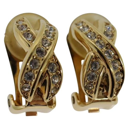 Bijou boucle d'oreille Dior métal doré authentique