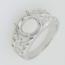 925 Sterling Silver Semi Mount Ring Setting 10mm Round Stone Stackable Ring