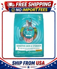 Purina ONE Plus, Sensitive Skin Stomach, Dry Cat Food, Turkey, 16 lb Bag