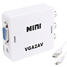 VGA to AV RCA Composite Converter Adapter Box with Audio PC to TV