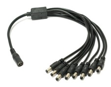 8 Way DC Power Supply Splitter for Security Cameras 1 Female to 8 Male 5.5  ...