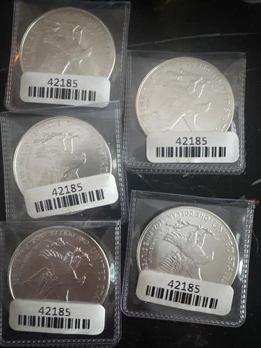 Lot of 5 - 2025 $1 American Silver Eagle 1 oz BU