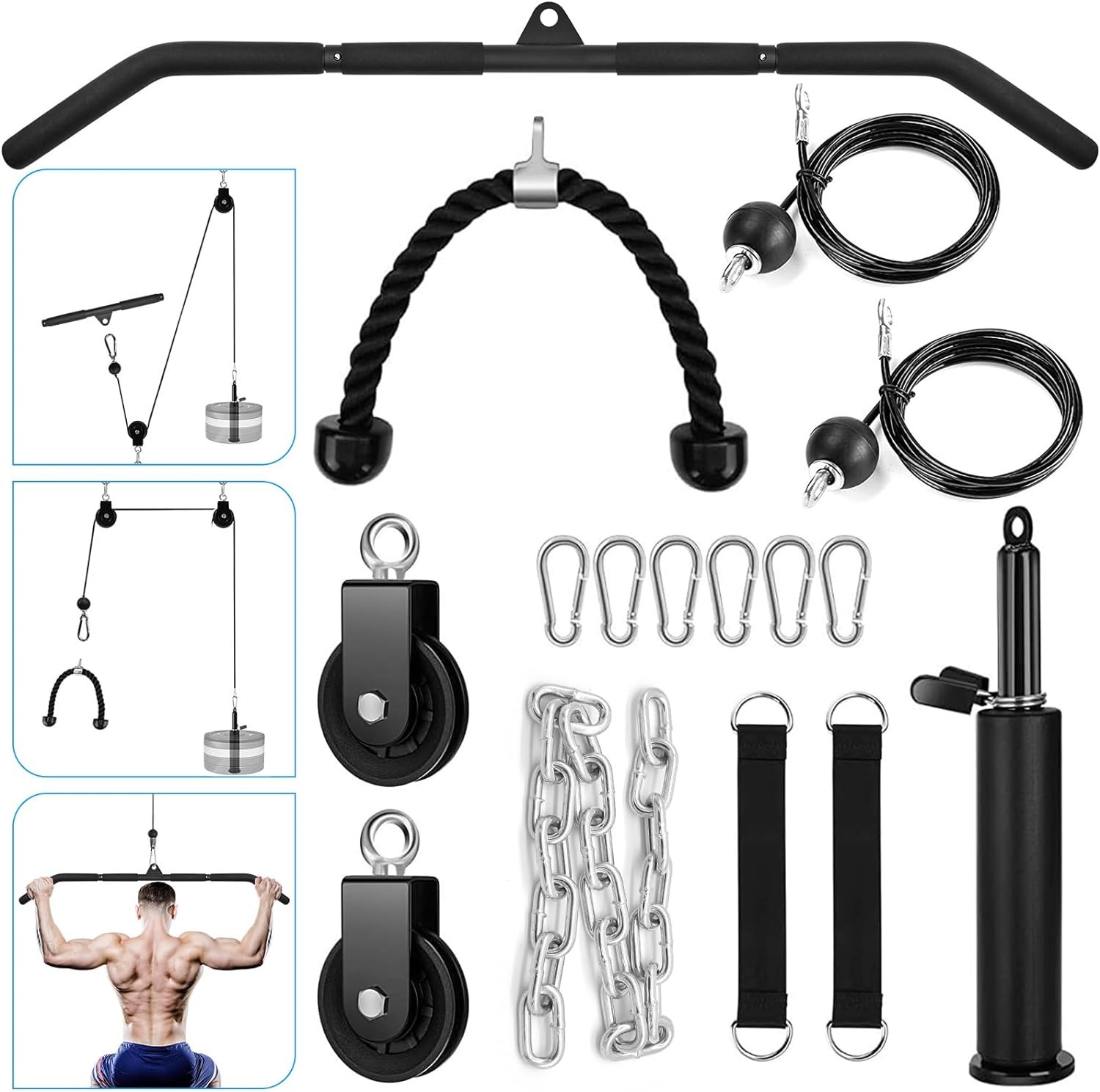 Fitness Cable Pulley System, Gym LAT and Lift Pulldown Machine Attachments,... 