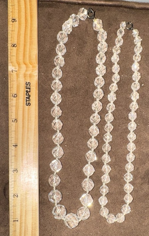2-Vintage Art Deco Style Glass Crystal Cut Beaded Necklaces