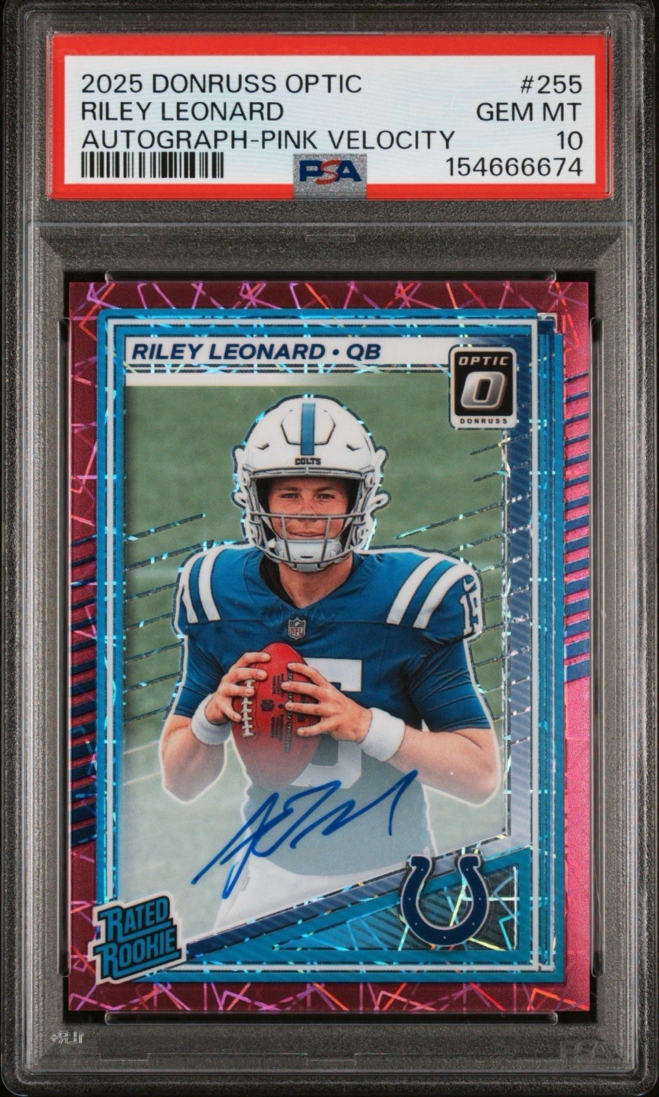 Riley Leonard Panini Donruss Optic #255 Autograph-Pink Velocity