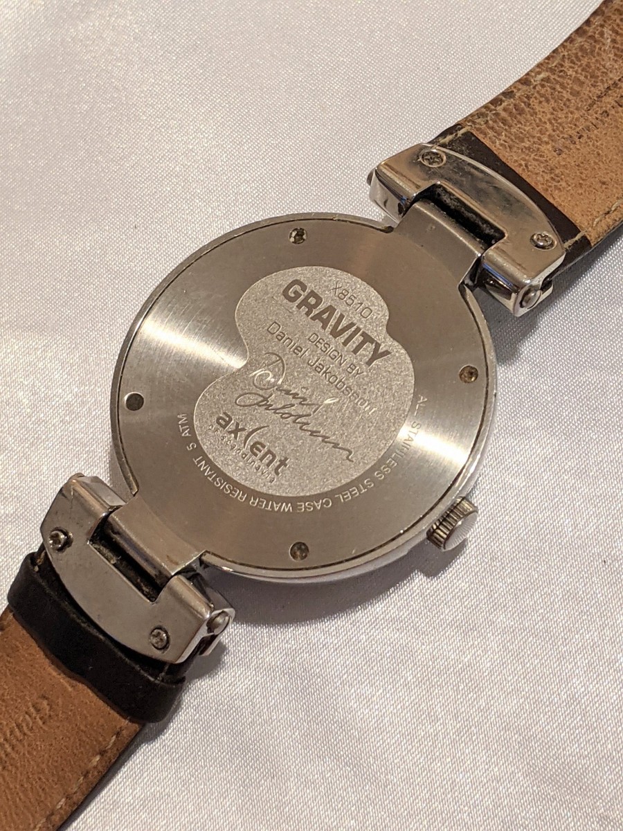 RARE Vintage Axcent Gravity Mens Quartz Watch X8510 Leather  display picture 2