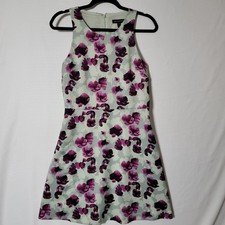 Banana Republic Mini Dress Womens Sz 8P Sleeveless Fit & Flare Grey & Purple