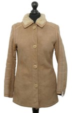 Creation Ledermann Womens Shearling Jacket Coat 36 Beige Lined Leather Vintage