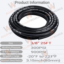 3/8 Inch Marine Fuel Hose Type A1-15 Rubber 25 Feet SAE J1527 Boat Fuel Line,