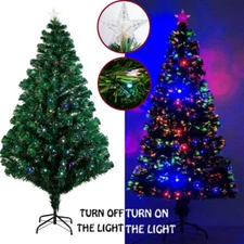 4FT Pre-Lit Fiber Optic Artificial Christmas Tree Colorful LED Lights Decoration