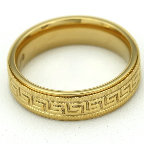 Men's Stainless Steel,Greek key Band Ring #8 9-13 Gold plated Box - Picture 2 of 3