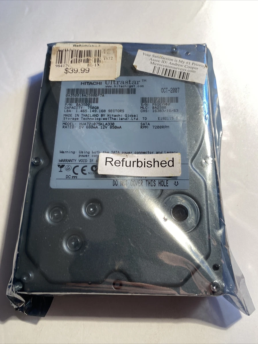 Hitachi Internal Hard Disk Drives 750 GB Storage Capacity for sale