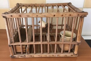 Ancienne Cage à Oiseaux Bambou Déco Vintage 70s Bird Eur