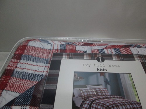 Ivy Hill Home DYLAN Reversible Twin Quilt & Sham Set ~ Navy, Red,White Plaid NEW - Picture 9 of 11