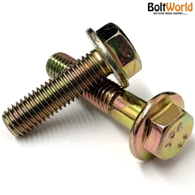 BOLT WORLD M6 M8 M10 M12 M16 FLANGED HEXAGON BOLTS HIGH TENSILE 8.8 STEEL HEX SCREWS YELLOW