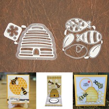 Beautiful Bees w Hive Layering Cutting Embossing Dies Heart Flower Buzz Love