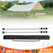 2× Tent Pole Telescopic Adjustable Tarp Poles for Camping Canopy Awning Shelter