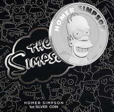 The Simpsons Homer Simpson 1oz .9999 Silver Bullion Coin - 2022 The Perth Mint  100.87 per troy oz