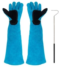 Animal Handling Gloves Leather Padding Dog Cat Scratch Protection Grabbing Glove