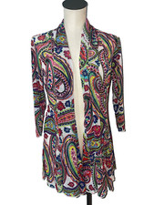 Ali Miles Women s Lightweight Paisley Cardigan size S Boho Lagenlook Art to Wear