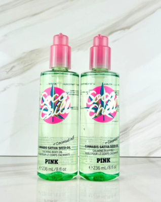VICTORIA SECRET PINK COCO CHILL Calming Body Oil 2pc Set NEW