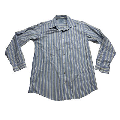 LL Bean Mens Shirt Size M Tall 0FWA5 Long Sleeve Striped Button Down Pocket