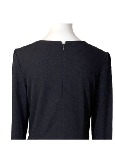 Loft Size 12 Embroidered Front Black Ponte' Dress 3/4 Sleeve Midi Dress Modest - Picture 8 of 11