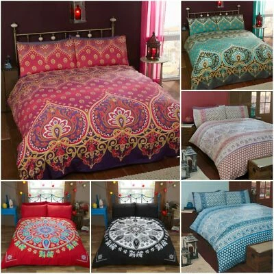 Ethnic, Indian, Elephant, Floral Paisley Print Duvet Quilt Cover Set