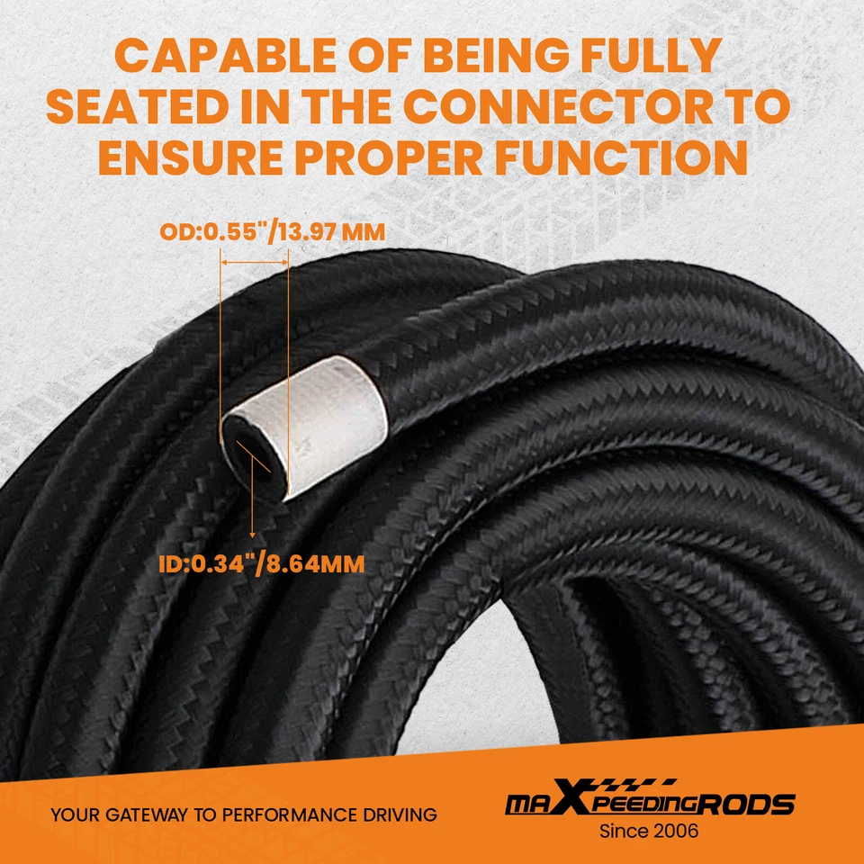 AN6 ES De Acero Inoxidable Manguera Trenzada Aceite Línea De Combustible Extrem - Imagen 2 de 4