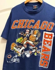 Rare Chicago Bears NFL Football Jack Davis 90s Navy T shirt vtg HN2664