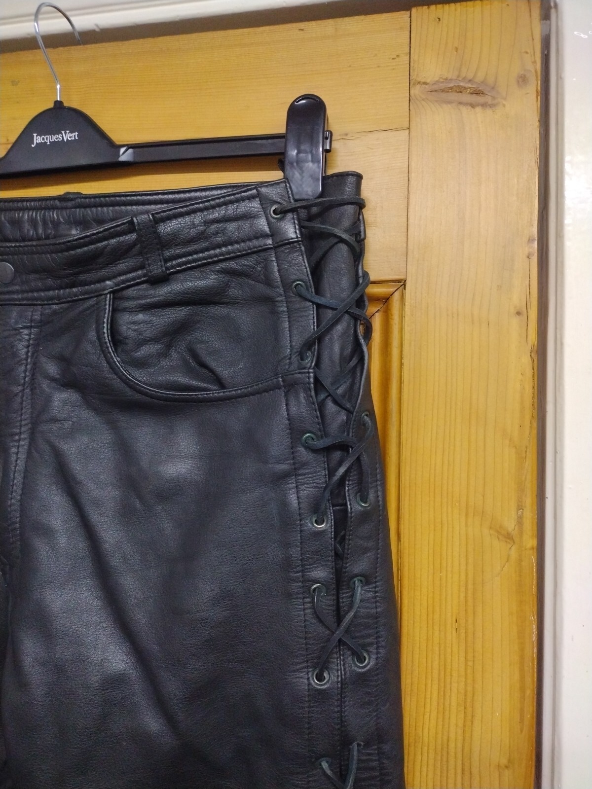 MEN'S BLACK LEATHER TROUSERS SIZE 36" WAIST MOTORBIKE STYLE eBay
