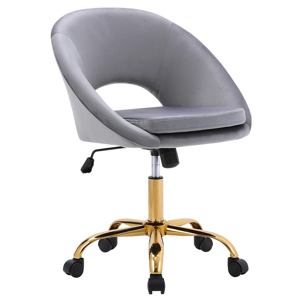 Velvet Office Chair Swivel Adjustable Seat Height Bedroom Computer