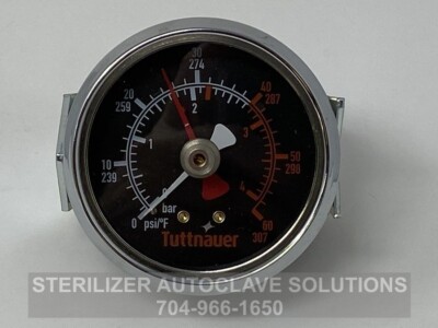 Tuttnauer 2340M Pressure Gauge 0-60 PSI w/Max Point OEM 02300011
