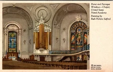 Porter & Farragut WIndows Chapel of US Naval Acad Safford Painting Postcard M672