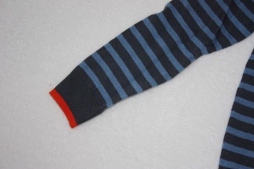 Splendid Blue Striped Henley Style Sweater with Orange Accent Boys Sized 7 (4-5) - Picture 3 of 10