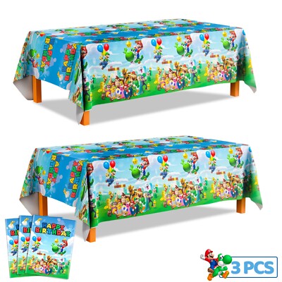 3pcs Mario Bros Table Cover for Boys Kids Mario Brothers Birthday