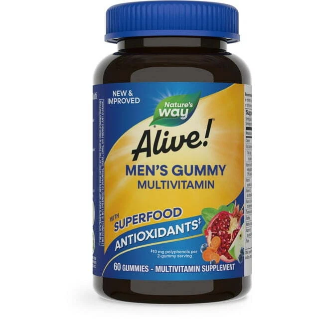 Nature's Way Alive! Multivitamínico gomoso para hombre, sabor a fruta, 60 quilates EXP 4/20/26 Foto 2 de 3