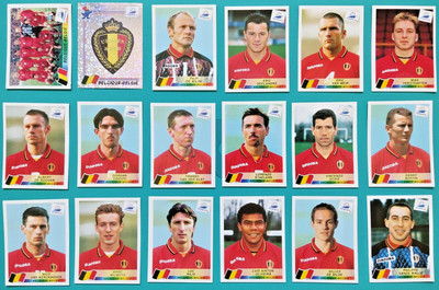 Panini Frankreich 98 WM Sticker - Belgien komplett Team + Badge