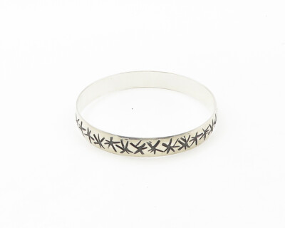 CLS 925 Sterling Silver Vintage Oxidized Pattern Bangle Bracelet
