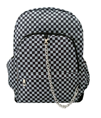CHECKER SCHWARZ GRAU Rucksack Backpack Schule klein kariert EMO GOTH Laptoptasche