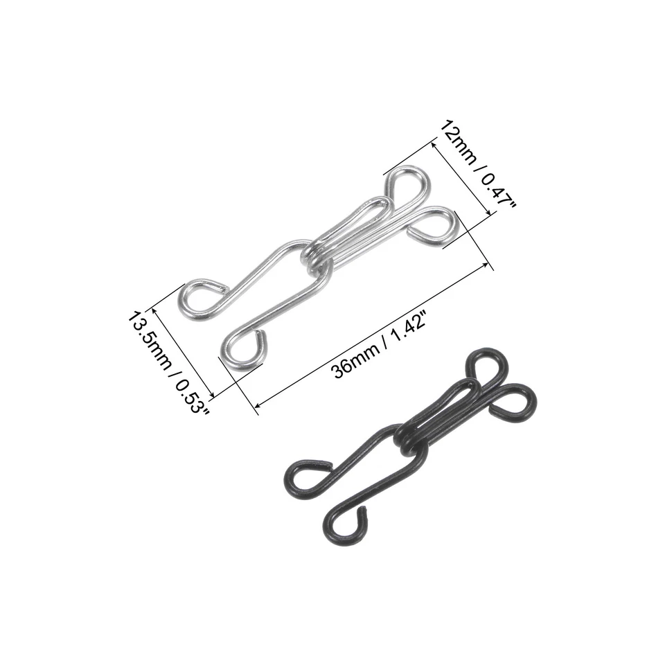 50Set Nähen Haken und Ösen VerschlussSet Kupfer Rostsicher 36mmx12mm Groß - Bild 2 von 4