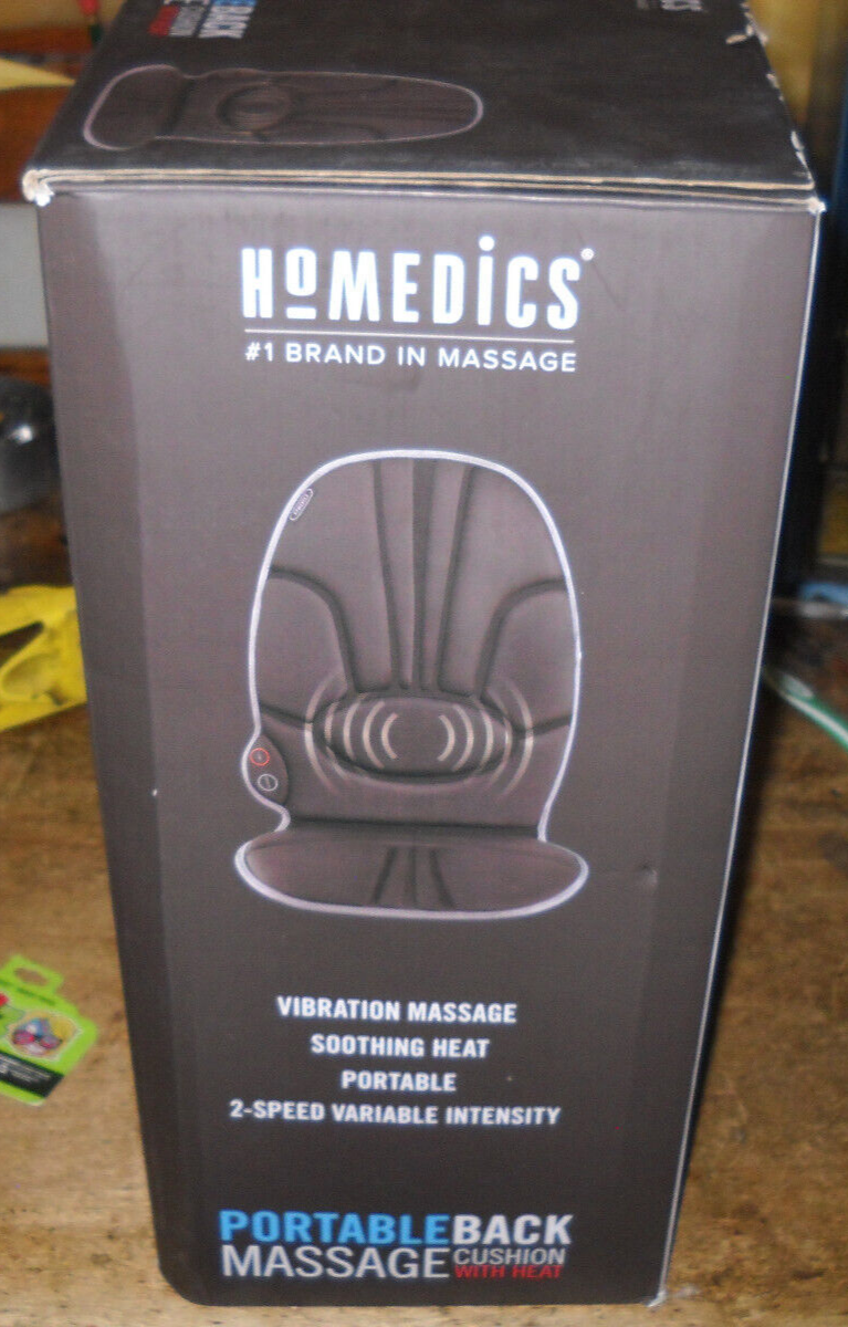 BLACK HOMEDICS PORTABLE BACK MASSAGE CUSHION WITH HEAT NEW IN BOX! eBay