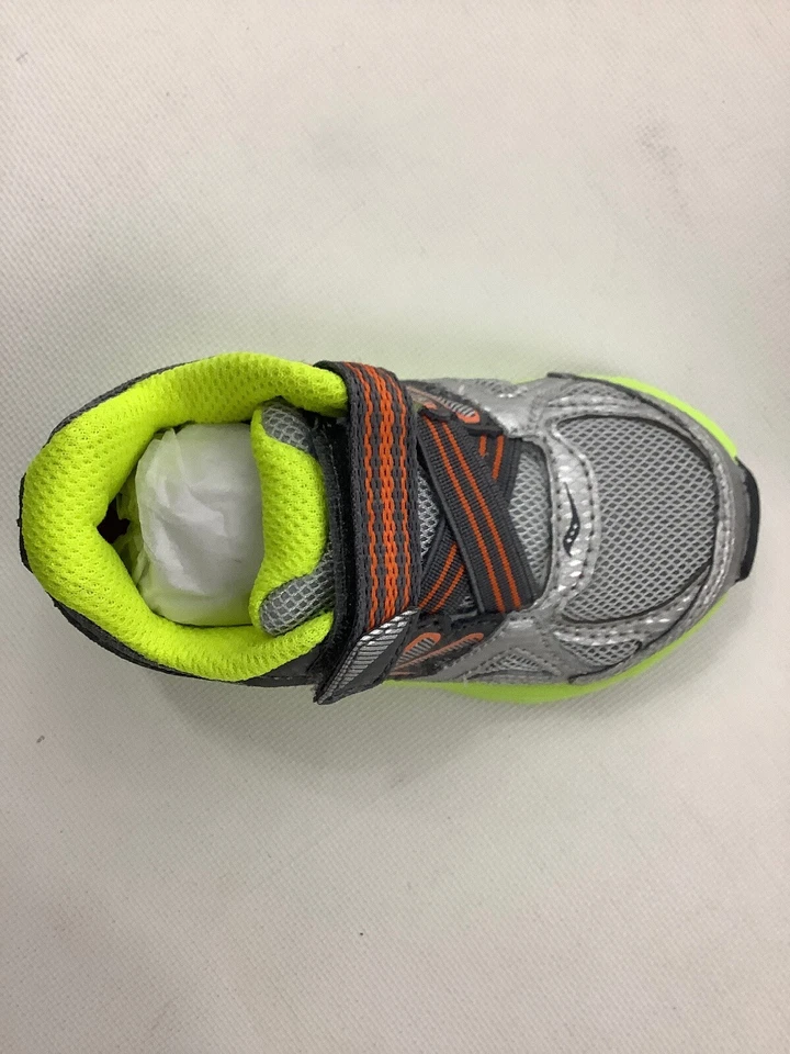 Zapatillas de tenis Saucony bebé niño 4,5 W sin corbata ST55577 plateadas/amarillas/naranja Foto 4 de 4