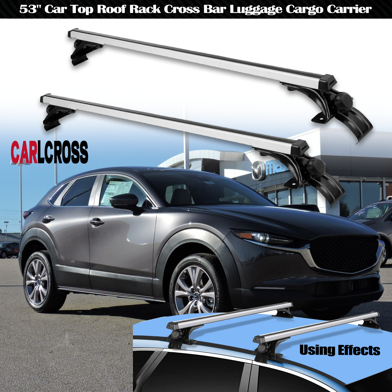 For Mazda CX-30 2020-2024 Car Roof Rack Cross Bar Cargo Luggage Carrier Silver